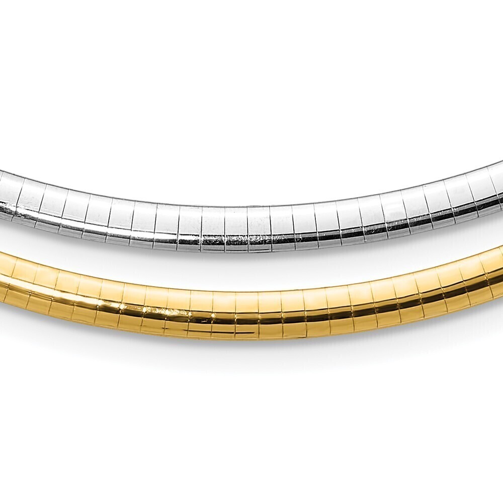 Kazi Luxury 14k 4mm Reversible White & Yellow Domed Omega Necklace